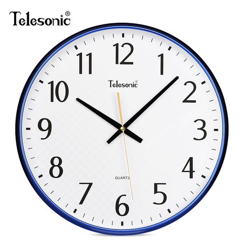 TELESONIC/天王星钟表静音时尚大气家用石英钟现代简约圆形挂钟