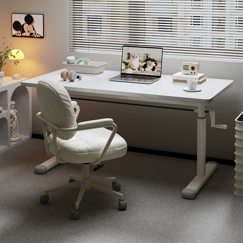 手摇升降桌子电脑桌家用卧室学习书桌学生写字桌简易办公桌工作台