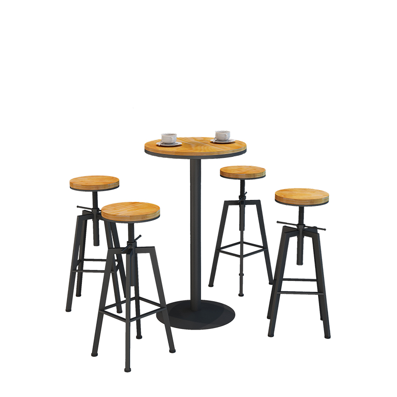 高吧桌吧台椅实木欧式铁艺酒吧椅吧凳现代简约椅子 高脚凳 吧台椅