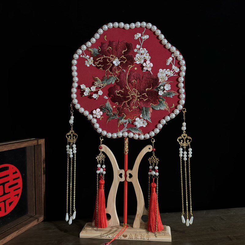 团扇新娘结婚diy材料秀禾扇子喜扇婚扇中式成品高级新婚出嫁双面