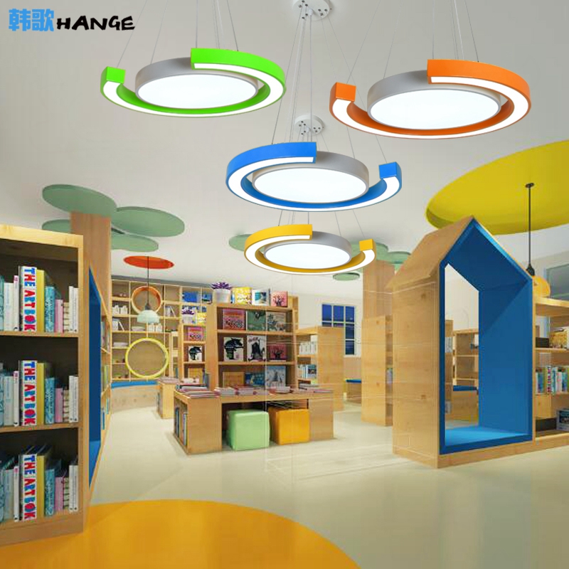 简约现代园型园环吊灯办公室造型灯个性创意幼儿园灯游乐园教室灯