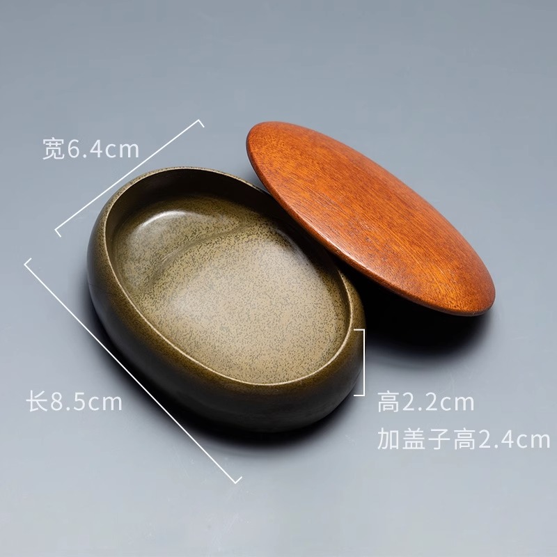 掌中宝小砚台天然原石歙砚端砚墨碟墨池砚池墨盘墨汁盒笔墨纸砚文