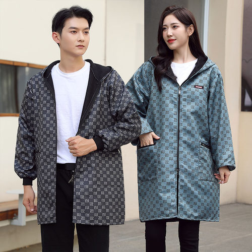 新款冬季长袖围裙加绒加厚保暖罩衣女时尚洋气上班工作服男士外套