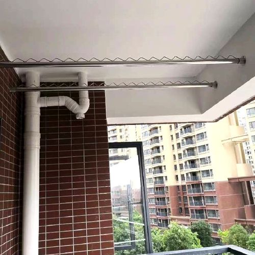 晾衣杆顶装阳台固定式晾衣架波浪防风吊顶装挂衣架侧墙晒凉衣杆管