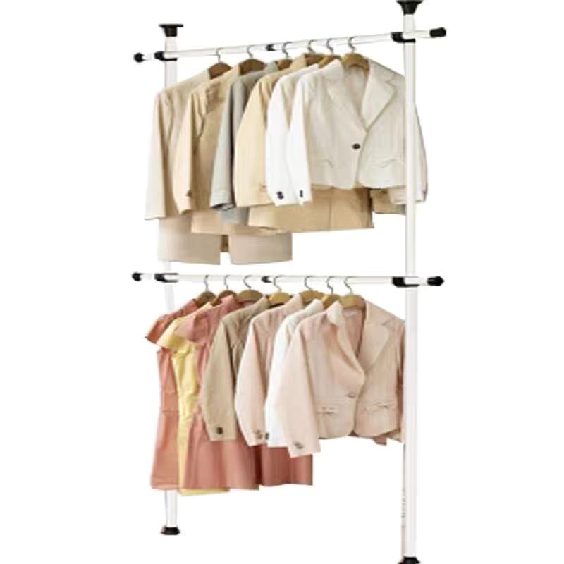 顶天立地晾衣架落地卧室家用室内伸缩杆免打孔阳台置物单杆挂衣架