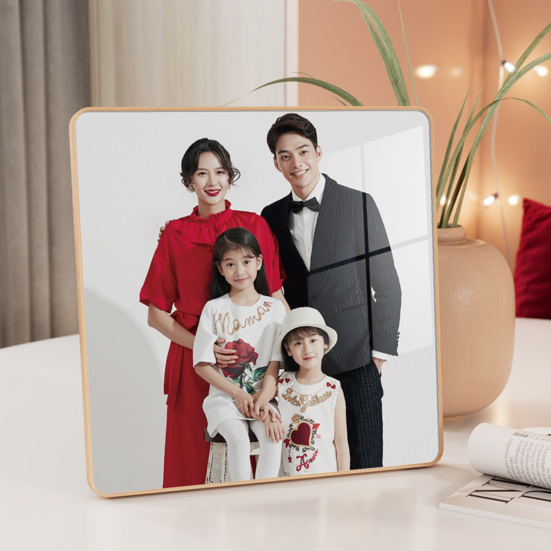 洗全家福照片做成相框摆台定制婚纱照打印相片加裱框水晶创意摆件
