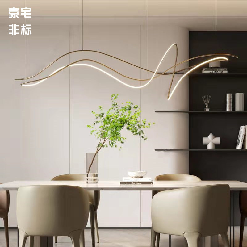 设计师吊灯具艺术铝材线条造型餐厅美容店公司前台吧台售楼部展厅