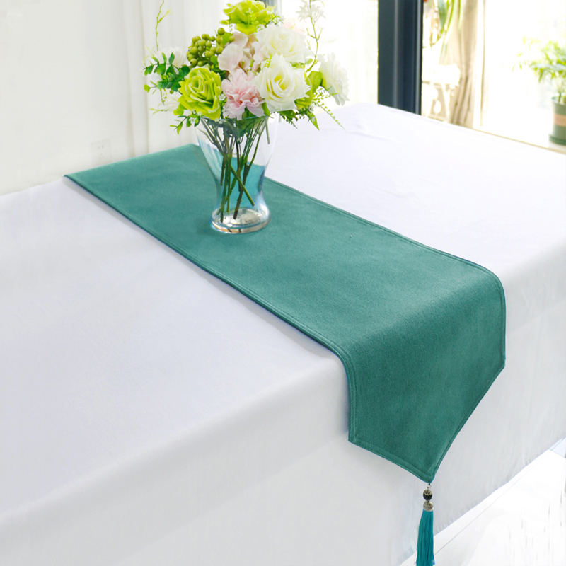 现代简约桌旗餐桌茶几旗茶台旗电视柜桌布高级感纯色棉麻床旗定制