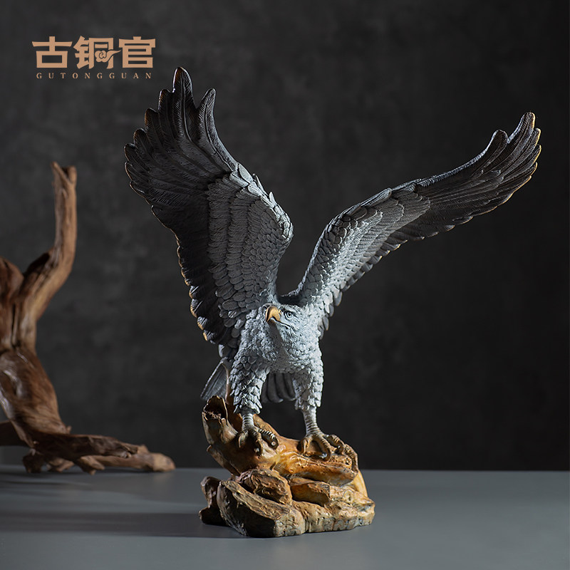 古铜官大展宏图老鹰摆件办公桌铜工艺品大鹏展翅公司店铺开业礼品