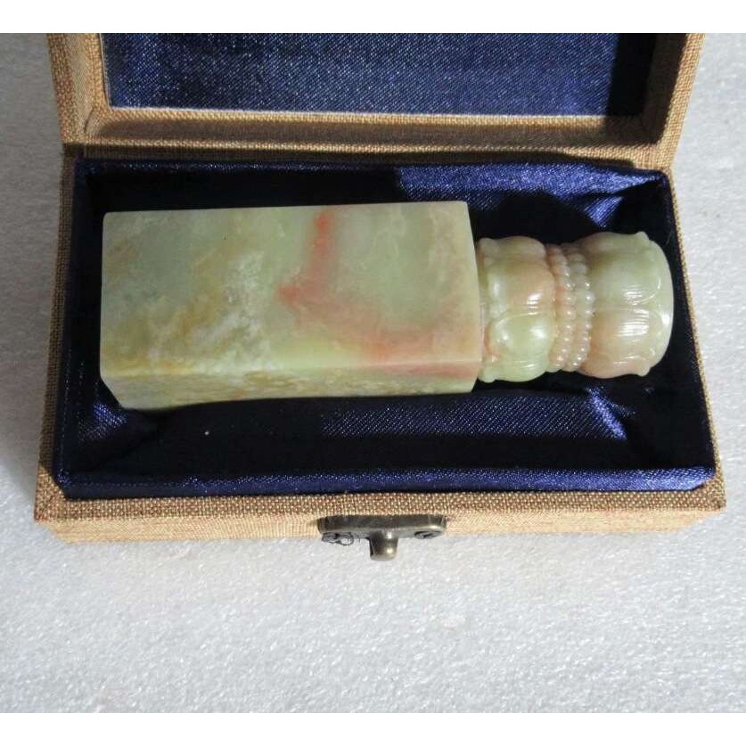 3*3*9.8一对青田石封门冻料莲花宝座篆刻印章收藏书法画姓名闲章