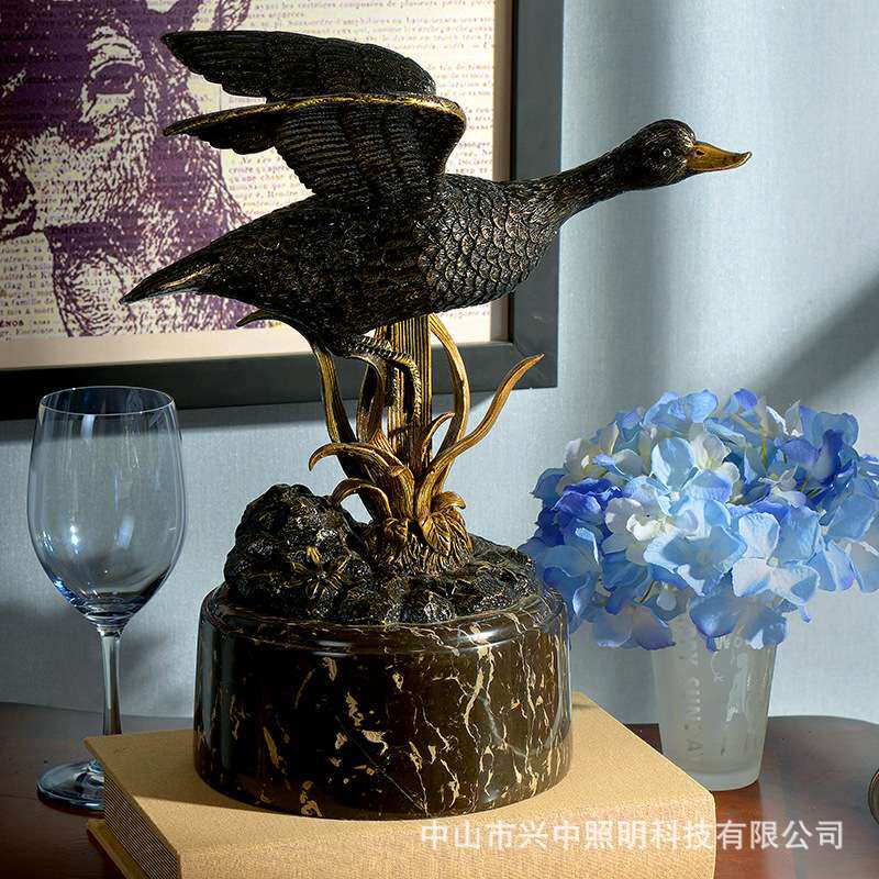 铜雕绿头鸭饰品酒店办公室家居室内工艺品软装家饰玄关动物摆件