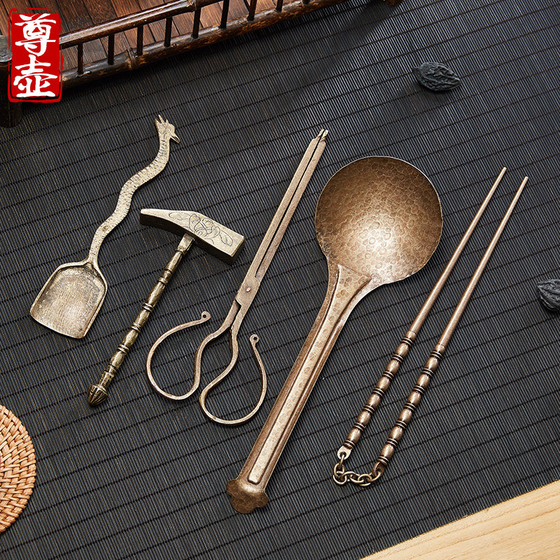 炭炉工具配件火钳铜炭夹铜剪炭铲铜铲子筷子铜锤子铜勺茶炉提梁架