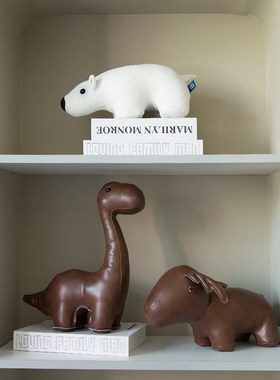 彩色PU皮质公仔马鲸鱼大象狗恐龙河马北极熊动物书挡门档玩偶摆件