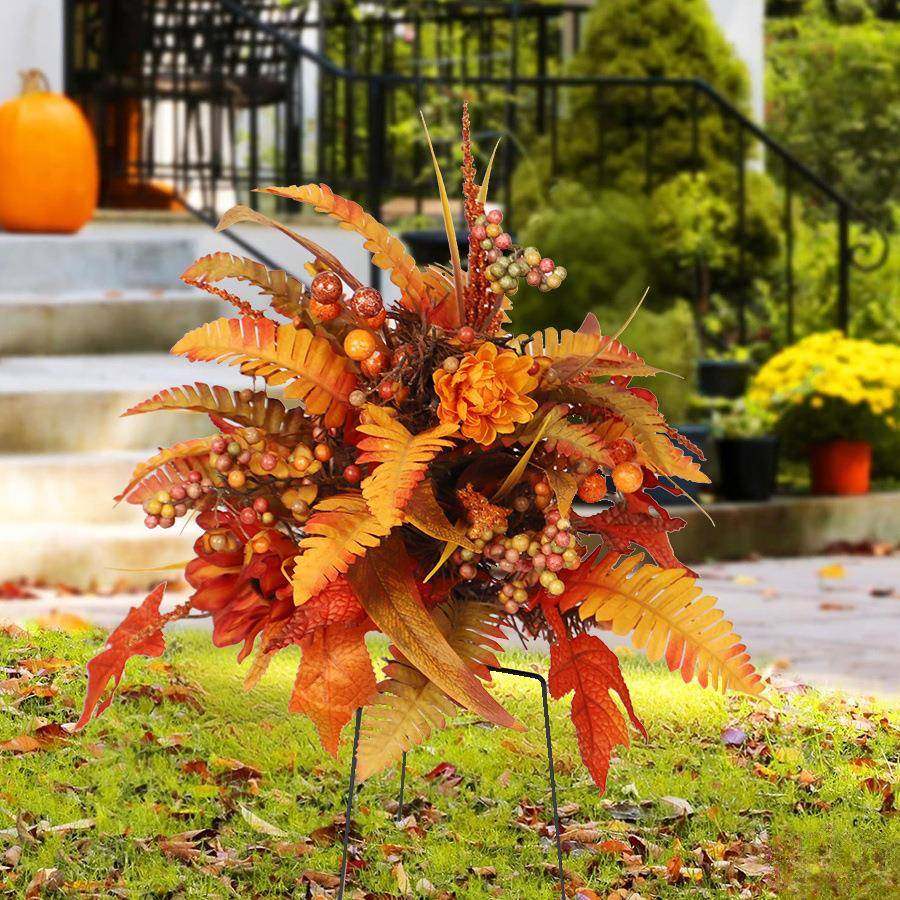 秋季感恩节户外庭院地插装饰 仿真枫叶浆果丰收节花园桩盆栽装饰,鲜花速递/花卉仿真/绿植园艺,割草机/草坪机,淘宝优惠券,粉丝福利购,淘宝优惠卷