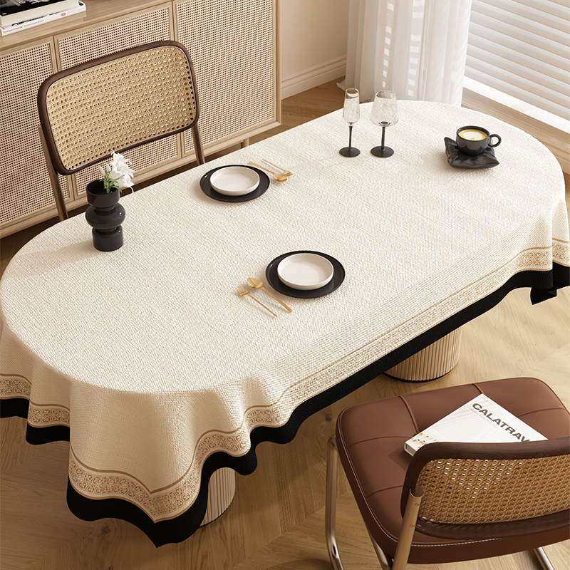 纯色高级感棉麻桌布简约无异味有垂感餐桌台布可水洗防滑布艺桌垫