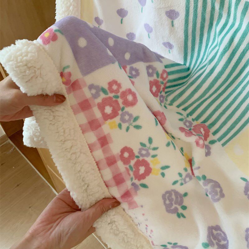 超可爱~少女心毛毯午休毯盖毯秋冬加厚羊羔绒珊瑚绒毯子卧室沙发