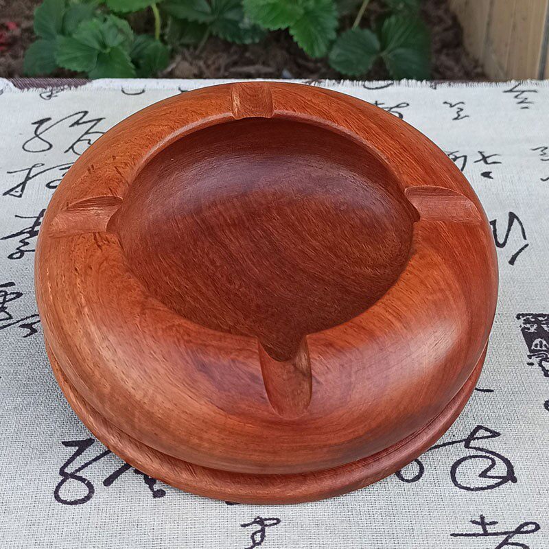 缅甸花梨实木原木茶台摆件烟缸红木烟灰缸办公室大气简约家用客厅