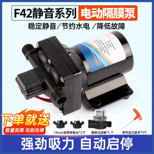 F42款 船用直流微型电动隔膜泵 静音房车水泵12V24V自吸增压泵卧式
