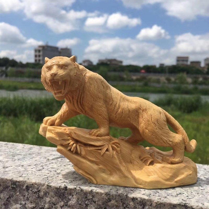 小叶黄杨木雕老虎摆件文玩手把件工艺礼品摆饰实木雕刻装饰生肖虎