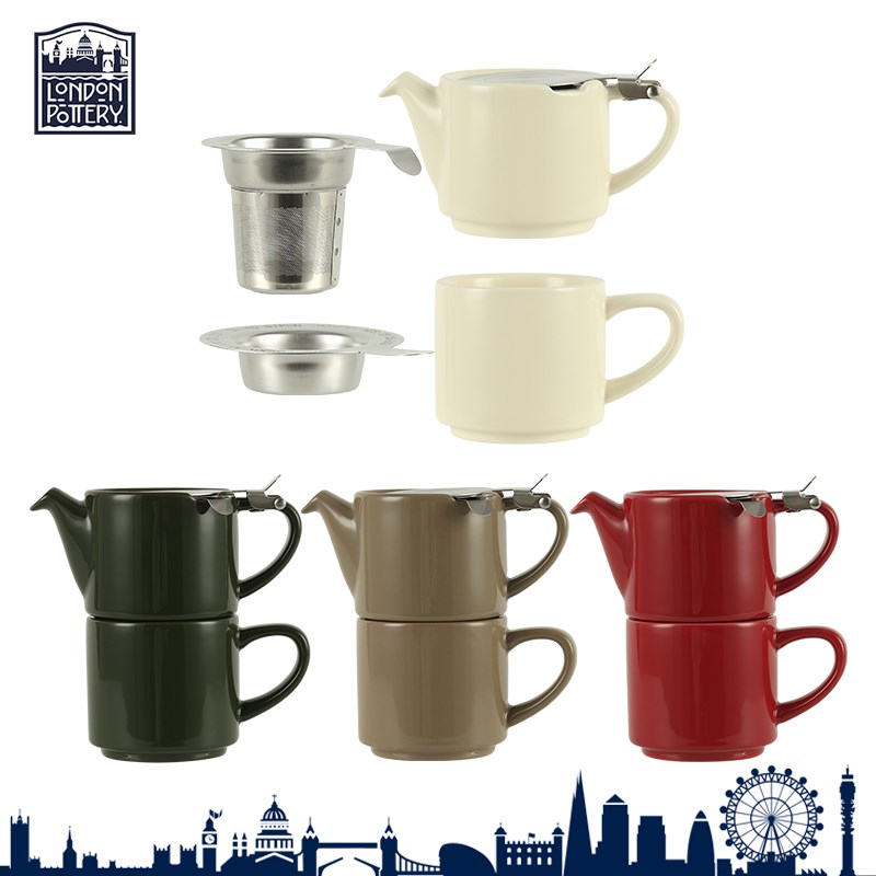 London Pottery一壶一杯简约陶瓷办公室独享茶壶咖啡壶带滤网