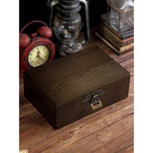 百宝小箱宝UIT箱密实木木盒盒带锁收纳欧式复大号木箱子古木质码
