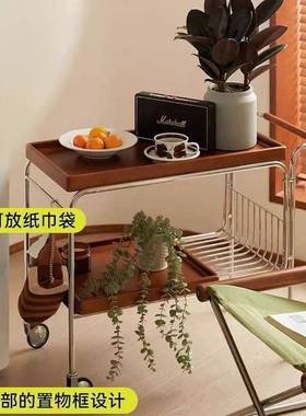 简可移动茶水小推车实木茶几发边几约餐客厅餐73055边沙柜餐车柜置物架