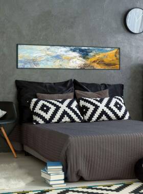 现代简约抽艺象术壁画卧床CX-B0001头挂画样房客厅板酒室店墙壁装