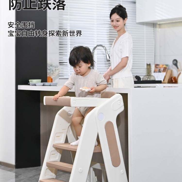宝宝餐椅折叠成长椅婴儿家用吃饭高脚餐桌椅儿童踩脚椅脚凳洗漱J^
