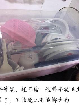 9WOR特大号厨房子收箱盒放碗筷纳的盖带沥水家F76577HJ用超大装塑