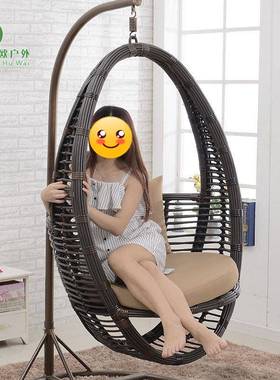 精欧户藤艺鸟巢家千外椅藤吊秋INT椅用客厅卧室单人摇篮椅掉椅摇