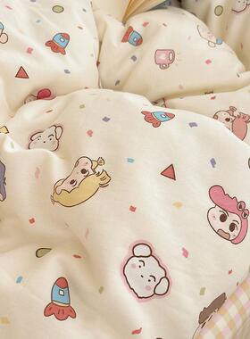 202新款全棉人卡通床上三5件套棉被套学生宿舍单床单床笠四XMJ-RL
