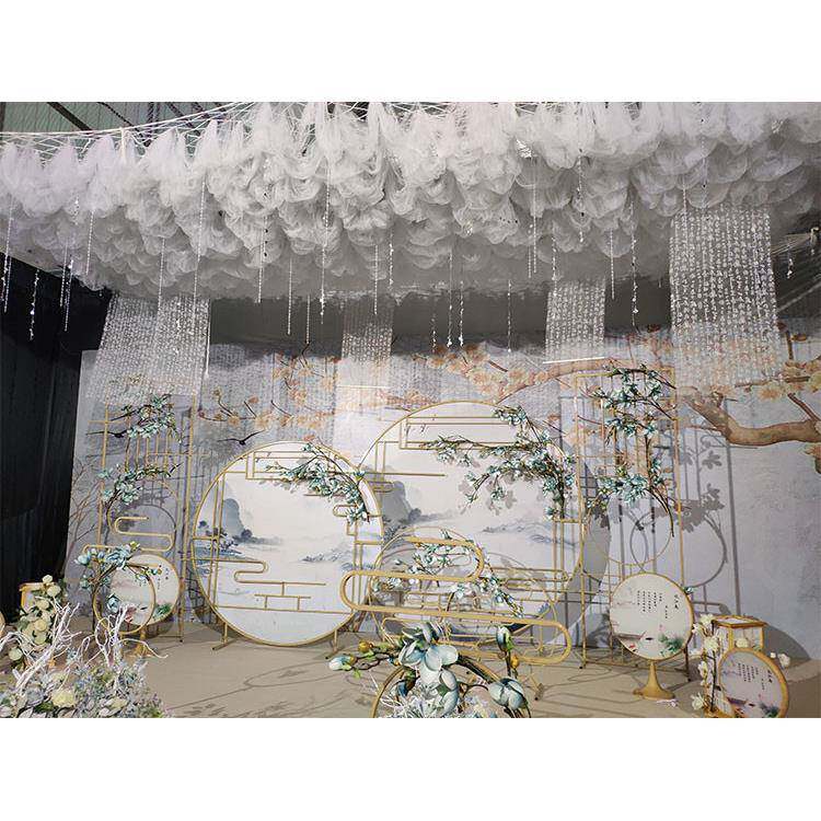 019里新款婚庆2道具梦南香中式铁艺屏风忆江路引背景装饰婚FZP礼