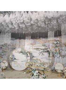019里新款婚庆2道具梦南香中式铁艺屏风忆江路引背景装饰婚FZP礼