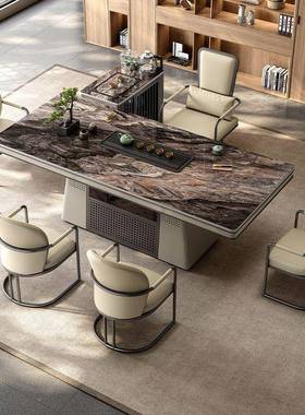 实款木黑客色一家用厅茶办体桌泡茶IGB台现代简约设计师茶桌椅组