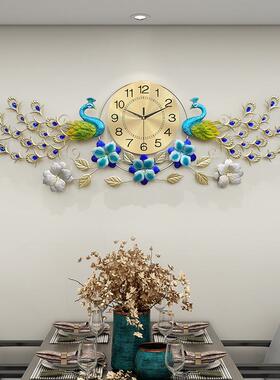 恋妆孔雀开屏挂钟客2661厅时钟家奢用时创尚意静音挂表欧轻装饰式