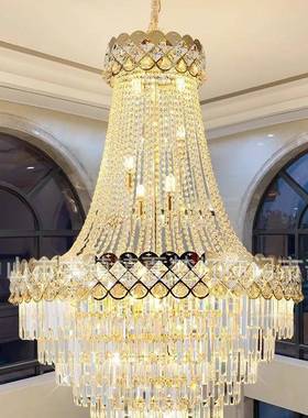 复式楼大灯别墅客跃厅中空简约楼中楼层轻长水晶旋82163转吊楼奢