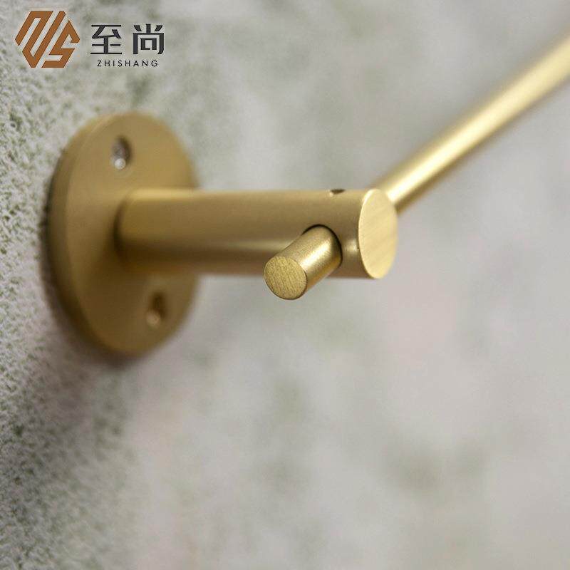 高档全铜毛巾架生杆奢厨房极简毛巾单架卫间免打无品牌/孔挂钩墙