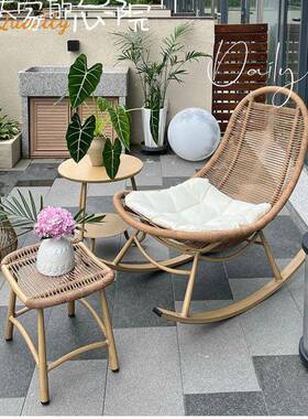 现代简约藤编摇摇户外阳台躺椅椅休闲庭院人沙发34678可躺人可睡懒单椅