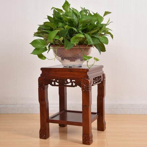 室内实缸木花架底超承重架盆景桌置鱼物架石头座客厅985绿萝花盆t