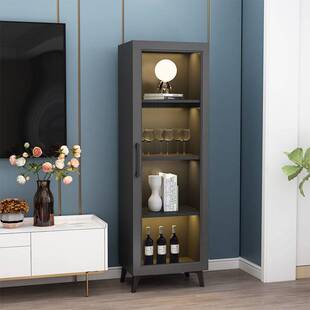 简约窄柜夹缝餐边玻璃门置物酒柜客厅角落收纳柜轻奢厨房碗碟柜子