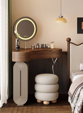 梦鹿拐三角实梳妆角台收纳一体落转角58858小户木型卧室家角用化妆台桌