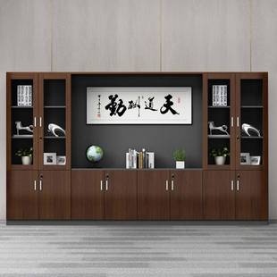 木质文件柜资料柜办公室书柜组合老板背景柜办公桌后面的柜子靠墙