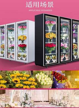 网鲜果花柜花店水保鲜柜全屏DCV展花示柜红店花束风冷冰柜冷藏柜