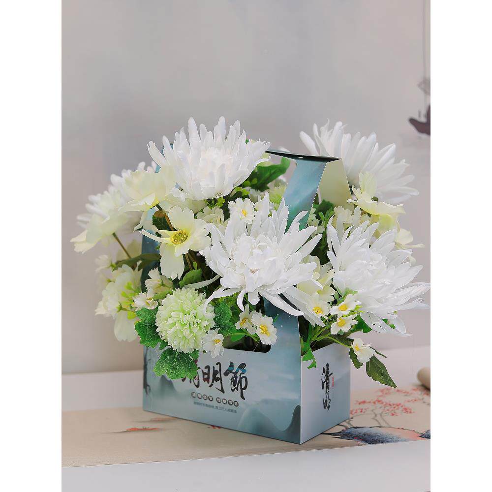 假清花节花祭司的塑料花花用品花75600清明菊坟前明花祭典花束
