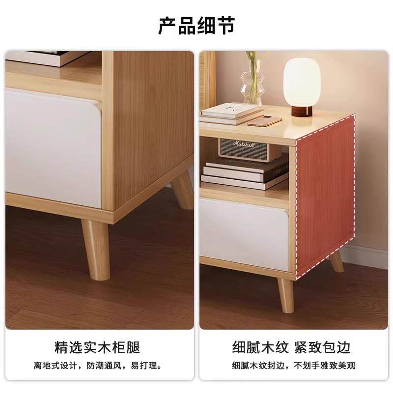 床头柜现代简小户用型卧室物出租房家床头置架子易床边CTG02390收