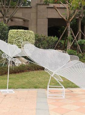 铁艺蝴蝶蜻蜓摆件户外镂空昆虫塑大型雕饰公园景观庭院林草AIH坪