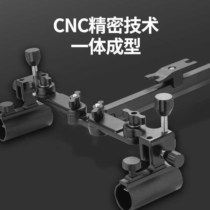 新款钓箱钓椅双炮台支架加厚万向双头双杆钓鱼双炮台座双竿支架杆