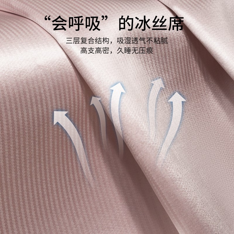 冰丝凉席夏天2024新款可水洗床单床笠空调席凉感冰丝席宿舍三件套
