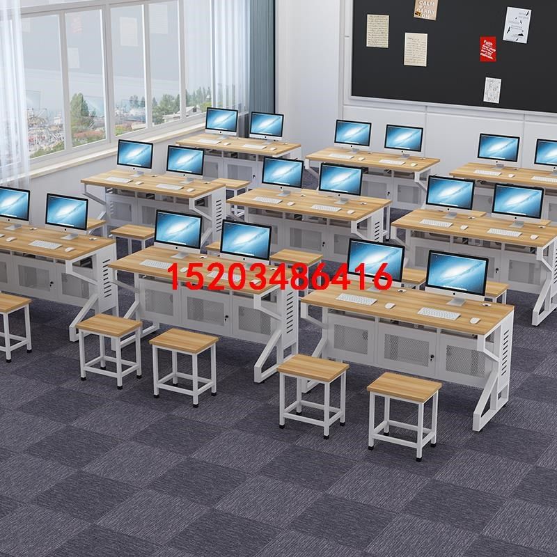 学校多媒体室机房双人电脑培训桌机室电脑桌网吧桌会议桌椅小凳子