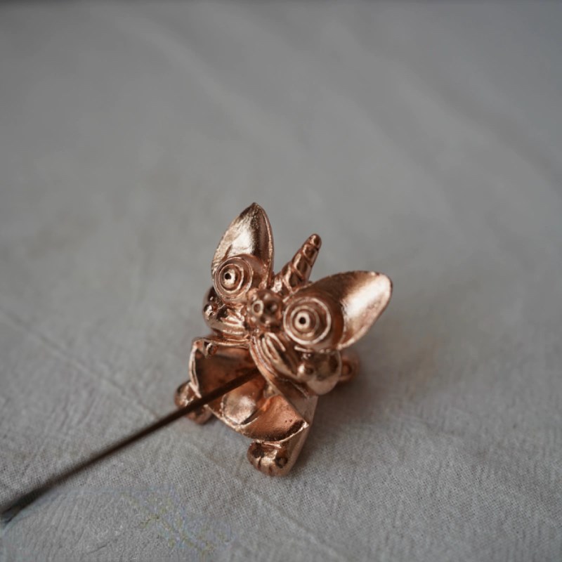 铜香座铜香插香插盘铜瓦猫摆件香托线香香插铜茶宠紫铜香插铜香盘